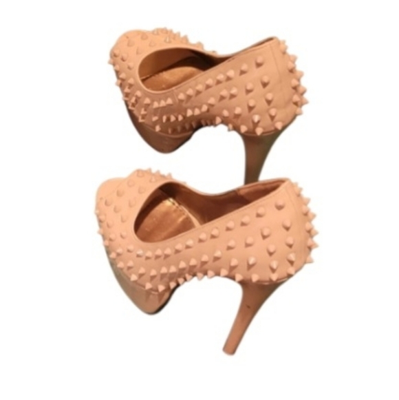 RCK BELLA Ladies Stiletto Khaki Spiked Heels Size 7 - Picture 14 of 14